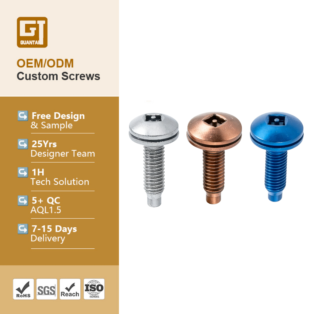 Umbrella Head Anti Theft Combination Screw M8 M12 Machine Brass Dog Point White Gr5 Titanium Square Recessed Truss Head Screws