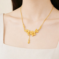 Collier chaîne à pampilles en imitation or pour femme, collier polyvalent en or de sable vietnamien