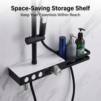 Ensemble de douche pluie moderne en laiton avec mitigeur eau chaude/froide, robinet doseur, système de douche de salle de bain avec étagère de rangement, design de luxe