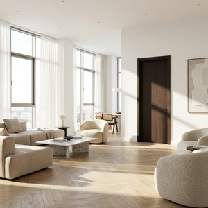 Porte intérieure en bois finition <span class=keywords><strong>film</strong></span> décoratif, isolation phonique, protection contre l'humidité pour salle de bain, salon, penthouse de luxe - Product Image 4