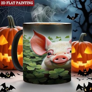 Tasse magique interactive pour boissons chaudes, noire givrée, 11 oz, en céramique, changeant de couleur à la chaleur - Product Image 6