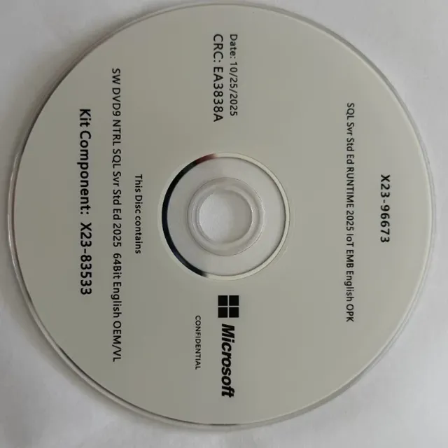 MS SQL Server 2025 Std 16-Core License Full Pack DVD OEM Online Activation Networking & Server Software