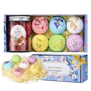 2024 wholesale custom gift set vegan fizzy private label bubble organic valentines bath bombs with roses