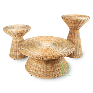 HNH Craft Rattan Coffee <b>Table</b> Woven Scalloped Rattan Side <b>Table</b> for Living Room Wicker <b>Tall</b> Side <b>Table</b> From Vietnam Factory - Product Image 6