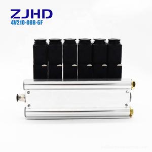 ZJHD电磁阀4V210-08 DC24V G PT1/4 2位置5路6空间歧管，带底座消声器快速配件组 - Product Image 5