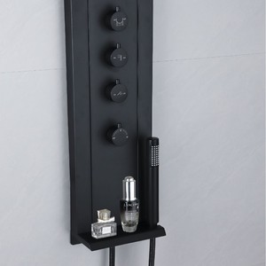Columna de Ducha Multifunción Negra Mate con Rociador de Lluvia, Jets de Masaje Corporal y Rociador de Mano - Product Image 3