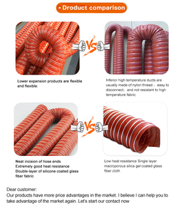 <strong>Silicone</strong> Air Duct <strong>Hose</strong> Glass Fiber Duct <strong>Hose</strong> Temperature Range -70 &#8451;-+300 &#8451; Length 4 M 2 Ply Brake Cooling Duct - Product Image 6