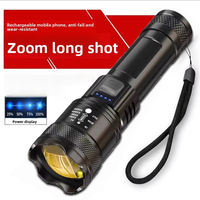 Lampe torche LED super lumineuse, zoomable, portable, étanche, ABS, rechargeable par USB, 10W, lampe de camping