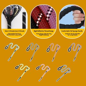 Strong Sturdy Comfortable Durable <b>Dog</b> Slip Rope <b>Leash</b> with Ribbons Premium Quality Nylon Reflective Mountain Climbing Lead - Product Image 5