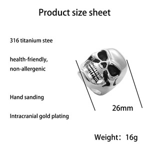 Skeleton Skull <b>Ring</b> <b>Silver</b> Men's Punk Style Retro Fashion Jewelry 260109 - Product Image 5
