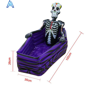 Hielera inflable de PVC con forma de ataúd, cara aterradora y calavera, para Halloween, fiestas, camping, picnics y bebidas. - Product Image 4