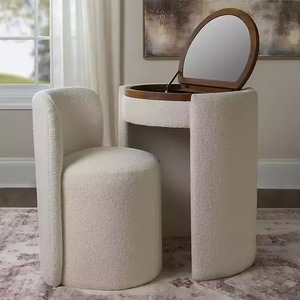 Tocador moderno con tapa abatible para espacios pequeños, con silla, espejo y mesa de maquillaje rosa, mueble de <span class=keywords><strong>dormitorio</strong></span>, venta al por mayor. - Product Image 4