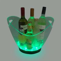 Seau à glace en acrylique personnalisé en forme de bateau avec lumières LED, capacité 12L, logo OEM, écologique, durable, isolé, motif fruits, vente en gros
