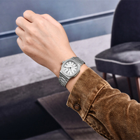 Montre mécanique en acier inoxydable pour hommes, étanche, en forme de baril, multifonctionnelle, pour un usage quotidien en extérieur et pour les fêtes
