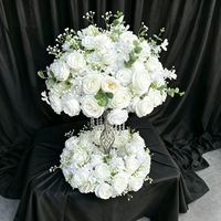 Bola de Flores de Seda Realista de Lujo en Color Blanco, Decoración Central, Suave y Duradera, para Navidad, Año Nuevo, Día de la Madre, Bodas
