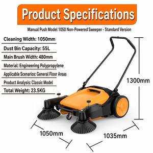 Manual Push Sweeper 1050mm Industrial <b>Floor</b> <b>Cleaning</b> <b>Machine</b> 55L Large Capacity for Factories Warehouses Workshops and Roads - Product Image 5