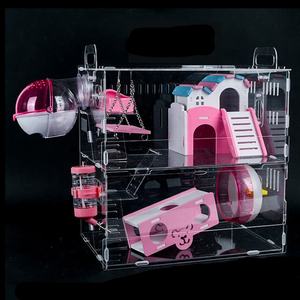 Cage de base à Double couche transparente en fil d'or acrylique, articles d'emballage de luxe, grande cage de hamster de villa - Product Image 5