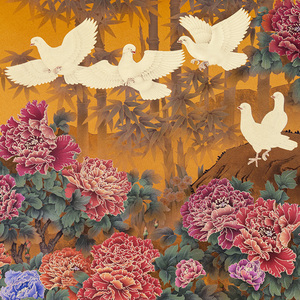 Peony Dove Ensemble <span class=keywords><strong>de</strong></span> <span class=keywords><strong>peinture</strong></span> chinoise personnalisable <span class=keywords><strong>en</strong></span> métal et bambou, artisanat d'art <span class=keywords><strong>de</strong></span> bureau, pour enseignant et dirigeant, symbole <span class=keywords><strong>de</strong></span> paix et <span class=keywords><strong>de</strong></span> réussite - Product Image 4