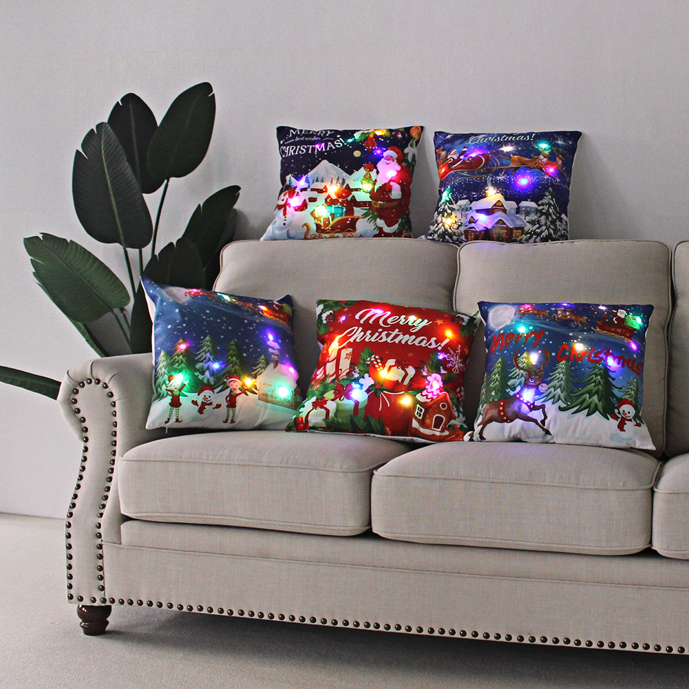 Throw Pillows Led Lighted Christmas Pillows LED Cushion Covers