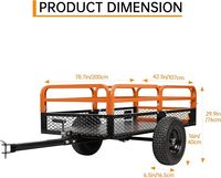 Chariot de jardin en acier robuste à forte capacité de charge, très vendu, capacité de charge de 1500 lb, grande taille, quatre roues, OEM