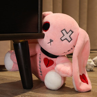 Peluche de lapin Reborn étrange et gothique, style sombre, mignon lapin cicatrisé, animal en peluche doux