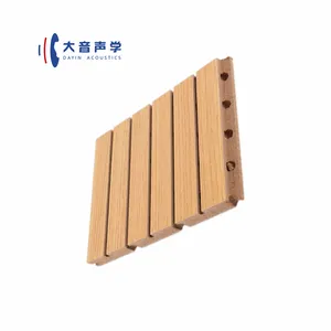 Dayin Factory luxury Linear Slatted MDF wood acoustic baffle on wall and ceiling for hotel living room hall control noise