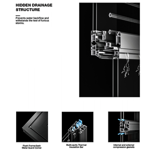 Fenêtre coulissante verticale à simple battant, cadre en aluminium, <span class=keywords><strong>double</strong></span> vitrage avec moustiquaire, hauteur et largeur personnalisées pour maison et bureau - Product Image 6