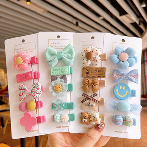 Prix usine beaux enfants 5 pièces/ensemble épingle à cheveux dessin animé couleur bonbon Simple quotidien utilisant une pince à bec de canard - Product Image 1