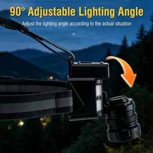 Lampe frontale rechargeable avec 4 modes d'éclairage (blanc, chaud, bleu, rouge), détecteur de mouvement, zoom, lampe frontale pour la pêche, la chasse, le camping, la randonnée - Product Image 4