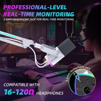Micrófono Dinámico RGB Controlable FIFINE AM8 PROTW, Kit de Micrófono XLR/USB, Micrófono para Podcasting, Micrófono para Juegos de PC