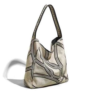 Borsa Tote in Tela Stampata alla Moda, Classica Borsa a Spalla in Lino con Motivo Cavallo, Ampio Spazio - Product Image 5