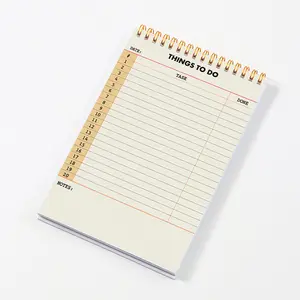 Daily English Planning Notebook With Simple Design For Scheduling And Recording Popular Coiled Notepad For Office Supplies