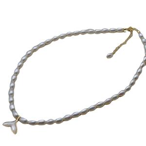 Collar de Perlas de Agua Dulce con Colgante de Perla Natural en Forma de Arroz, Estilo Sirena, Moderno, Regalo para Celebridades de Internet, de por Vida - Product Image 5