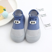 Chaussettes antidérapantes en coton tricoté pour bébés et enfants, respirantes, mignonnes, avec semelle en caoutchouc, personnalisables
