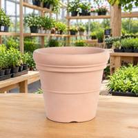 Pots de plantes ronds décoratifs anti-UV en PP, finition mate en terre cuite, robustes, empilables, 4 tailles, intérieur/extérieur, avec drainage