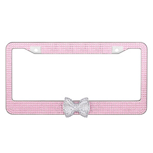 Marco para Placa de Matrícula Estándar Estadounidense, Marco para Placa de Matrícula de Acrílico con Cristales y Adorno de Lazo, Marcos para Placa de Matrícula Personalizados - Product Image 1
