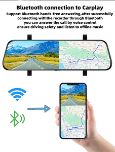 Enregistreur de rétroviseur de voiture 4K <span class=keywords><strong>HD</strong></span> de 9.66 pouces Enregistreur de rétroviseur de voiture à double lentille