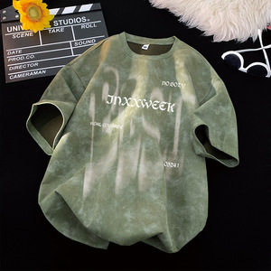 Camiseta de Verano para Hombre, Estilo Americano, Moderna, de Poliéster, Manga Corta, Corte Holgado, Talla Grande, Lavada, Estilo Vintage - Product Image 4