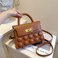 Sac à main 3D à pois pour femme, petit sac mignon en cuir PU avec poignée supérieure et bandoulière, fermoir doré, sac à main tendance