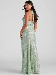 Robe de soirée élégante et sexy, style européen et américain, nouvelle collection été, avec paillettes, col halter, coupe ajustée. - Product Image 4