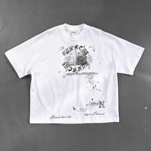 T-shirt Streetwear Homme Personnalisé en Coton Lourd 275 g/m² 100 % Coton, Coupe Oversize, Imprimé Graphique Vintage – Fabricant - Product Image 2