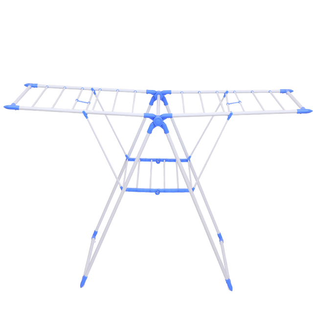 Movable Household PP Plastic Floor Clothes Drying Rack with Wheels Coat Hanging Organizer for Balcony Rotating Rack Design