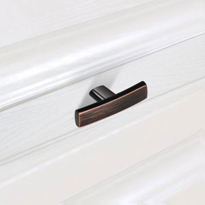 WEKIS Modern Simple Bedroom Dresser Cabinet Handle Black Gold Knurled Satin Brass T-<b>Bar</b> Kitchen Door <b>Pull</b> - Product Image 6