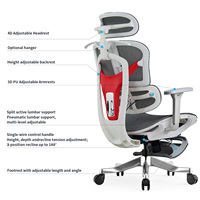 Chaise de bureau ergonomique entièrement en mesh avec support lombaire à gaz, appuie-tête réglable et réglage de la profondeur du siège