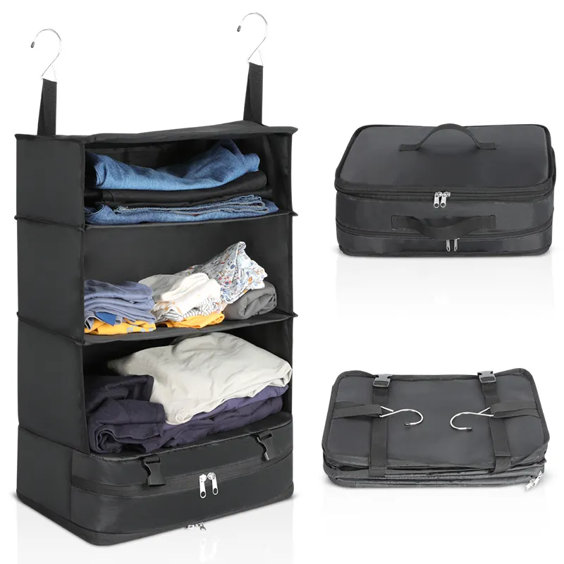 Custom Large Capacity Travel Luggage Foldable Organizer Hanging Clothes Storage Bag Organizer