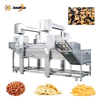 Friteuse industrielle à bande continue pour aubergines, boulettes de viande, pommes de terre, à gaz, avec système de circulation et de filtration d'huile