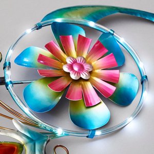 Metall Windmühle Flamingo Pfau Wind Spinner Pfahl Garten dekorative Solar Licht