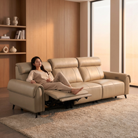 Mehrfarbiges 3-Sitzer Leder-Sofa mit elektrischer Liegefunktion, USB- und Typ-C-Ladeanschluss, Moderne Sofas für Wohnzimmer, Hotel, Büro