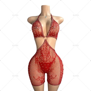 ELITES egzotik giyim striptizci kıyafetler tek parça striptizci kıyafetler SS30 büyük elmas örgü seksi egzotik dans giyim