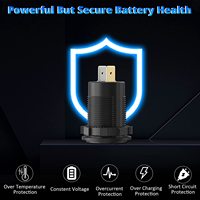 Enchufe USB de 12 Voltios con Doble Puerto de Carga Rápida 3.0, Cargador de Coche USB C PD, Toma de Corriente de 12V Impermeable con Voltímetro e Interruptor